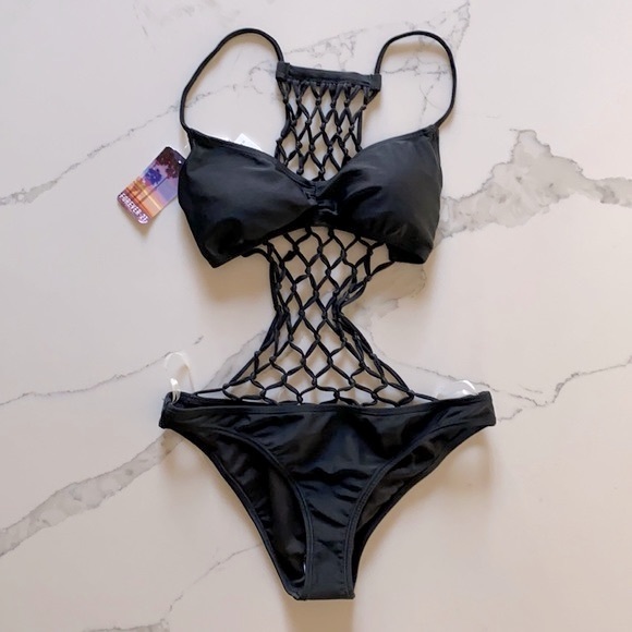 Forever 21 Black Mesh Monokini - Picture 1 of 7